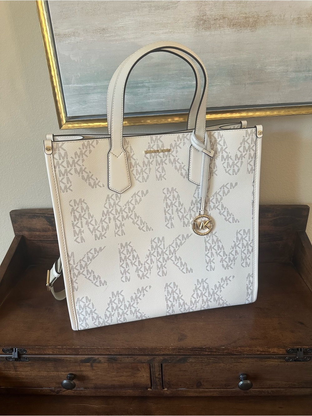 Michael Kors NWT $398 MSRP Vanilla Cream Maple Large Tote Bag